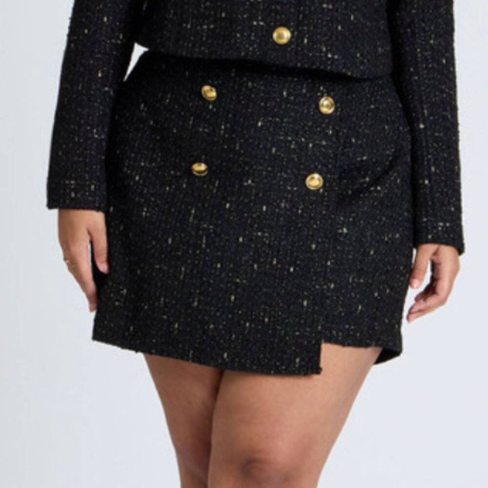 Eloquii Tweed Skort With Buttons